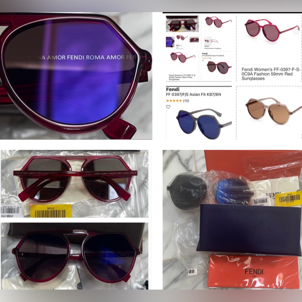 Unisex Fendi Red , Blue Or Taupe Roma Amor Hologram Geometric Sunglasses